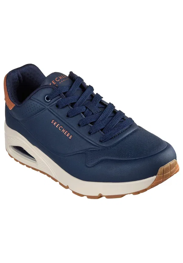 Кроссовки Skechers Uno, цвет темно-синий дурабак / каштановая замша / сетчатая отделка — фото 2