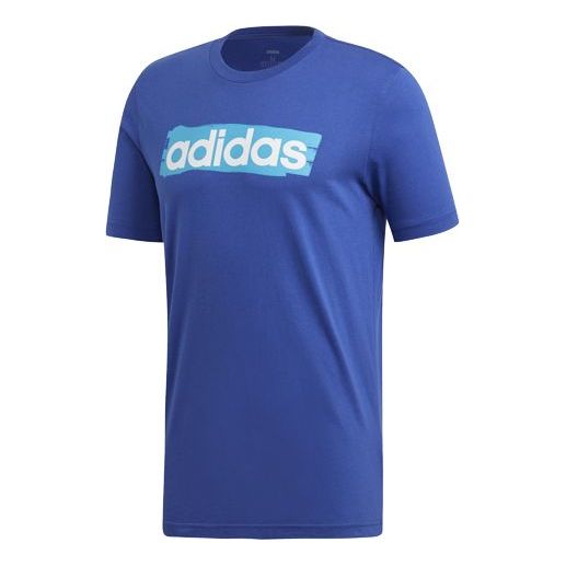 

Футболка alphabet logo printing sports short sleeve blue Adidas, синий