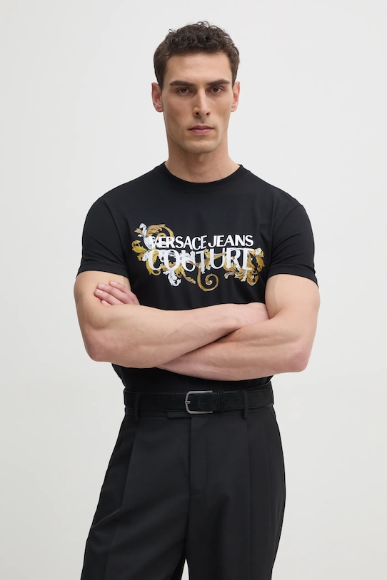 

Хлопковая футболка Versace Jeans Couture, черный