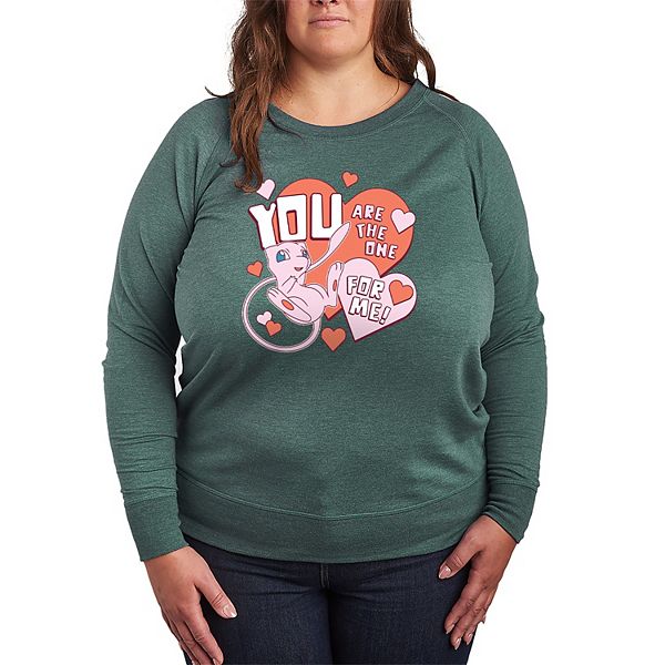 

Футболка с длинным рукавом French Terry Plus Size Pokémon Mew You Are The One For Me Licensed Character, Heather Juniper