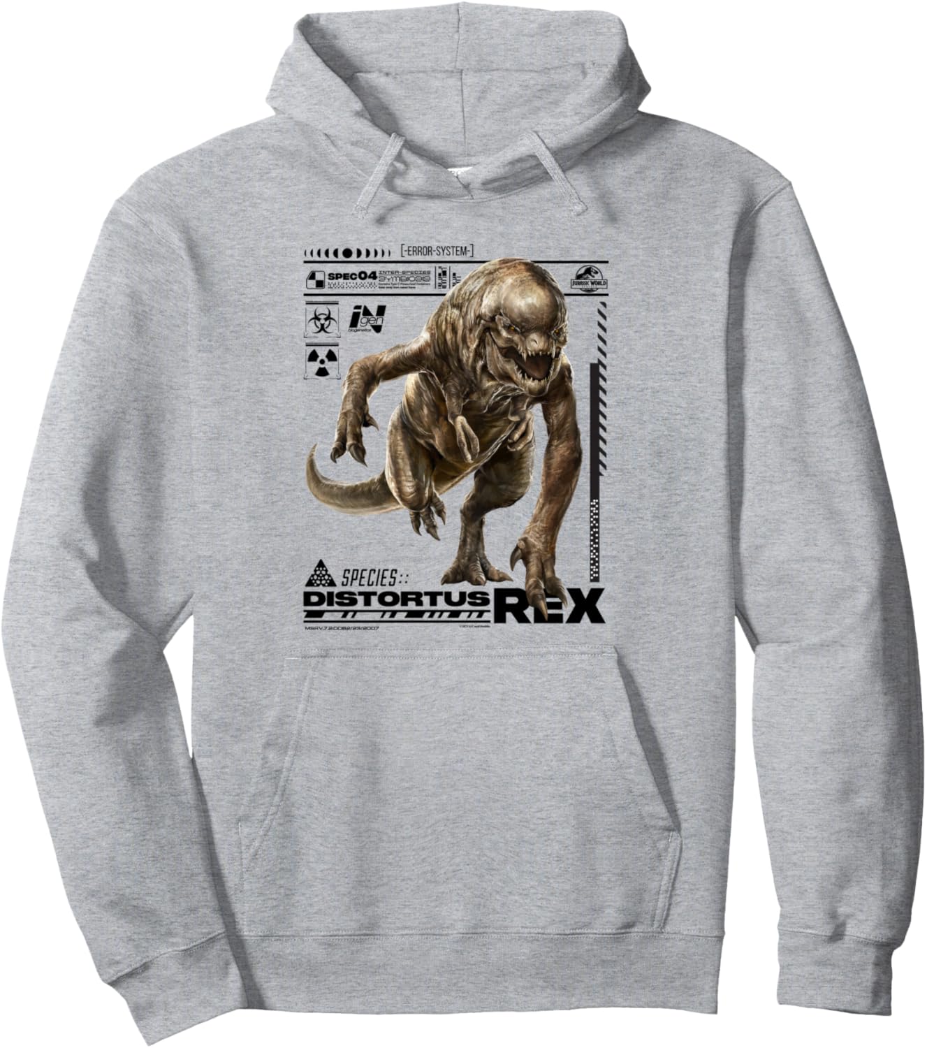 

Худи Jurassic World Distortus Rex InGen Species File, серый