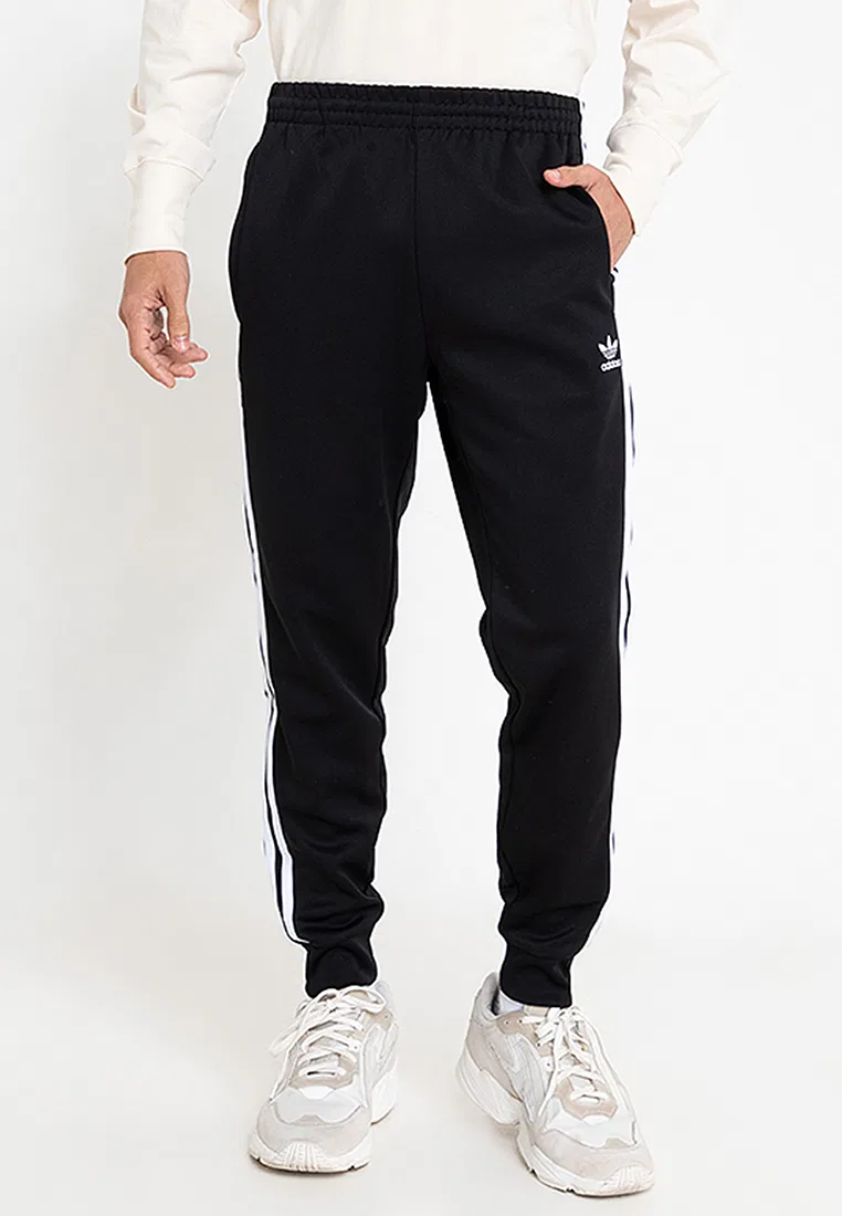 Тренировочные брюки, классические, Adicolor Classics SST, Adidas, белый/черный