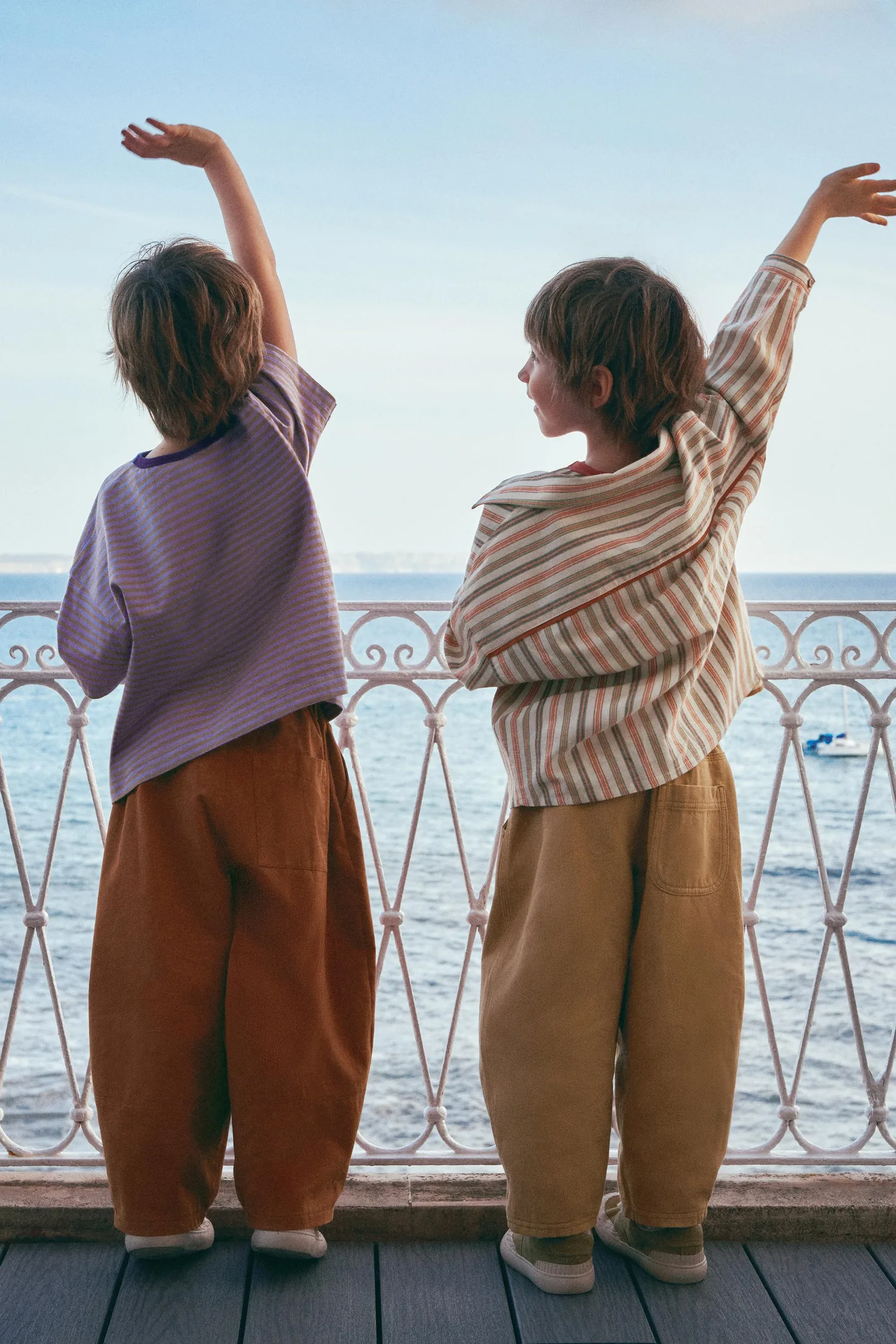 Zara timeless - полосатая рубашка с карманом, оранжевый — фото 4