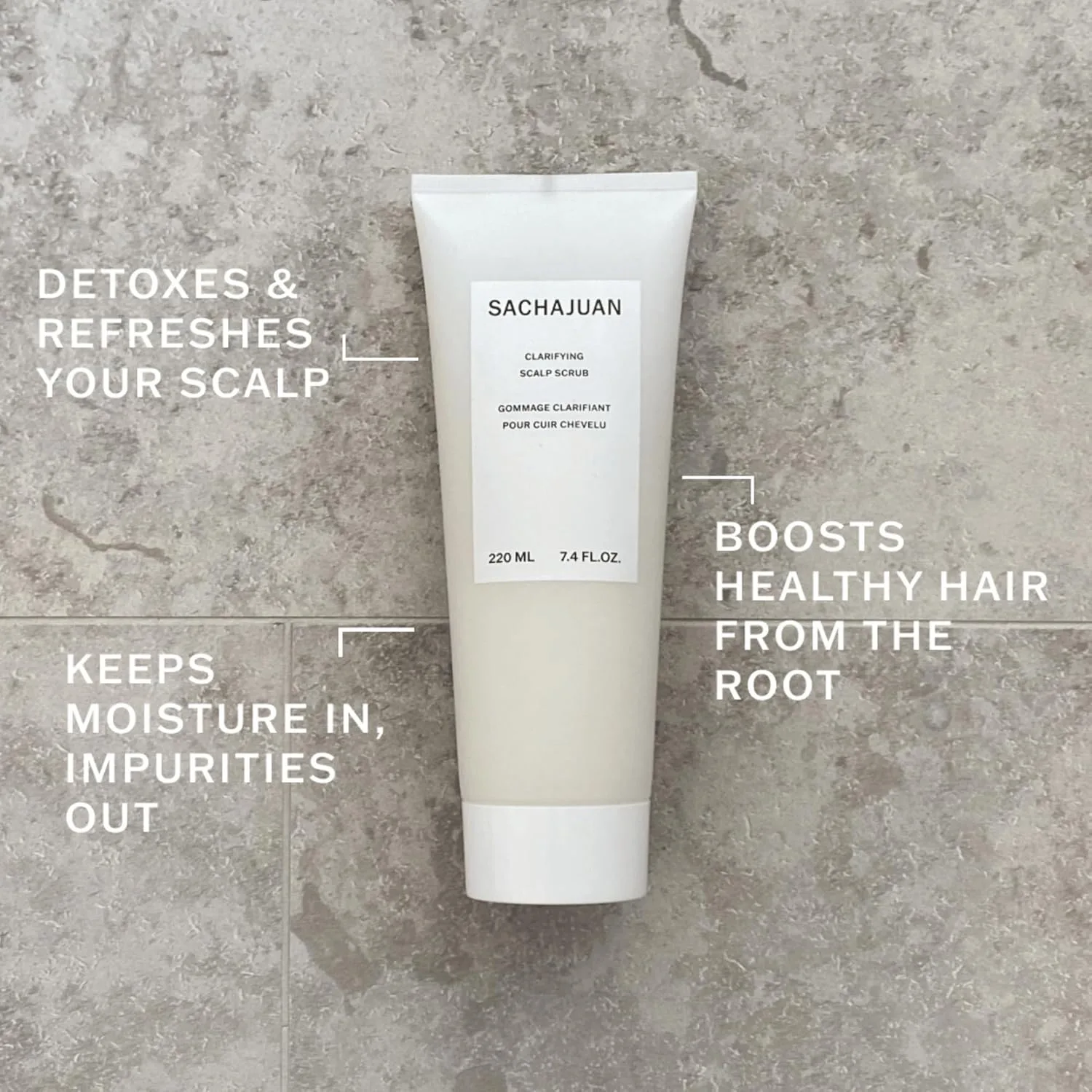 SACHAJUAN Clarifying Scalp Scrub, сахарный скраб для очищения кожи головы от загрязнений и контроля жирности, поддерживает баланс микробиома и здоровье корней, веганский и без сульфатов, 220 мл 219 мл, Clear — фото 4
