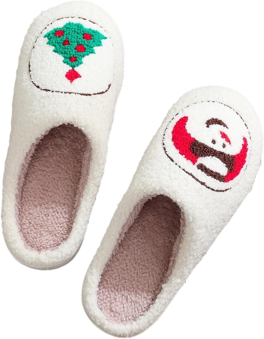 

Рождественские плюшевые тапочки с узором снеговика и рождественской елки, белые зимние термальные домашние тапочки, противоскользящие мягкие хлопковые тапочки для мужчин и женщин Fswinder