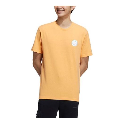 

Футболка neo w smly tee 4 smiling face printing sports round neck short sleeve orange yellow Adidas, оранжевый