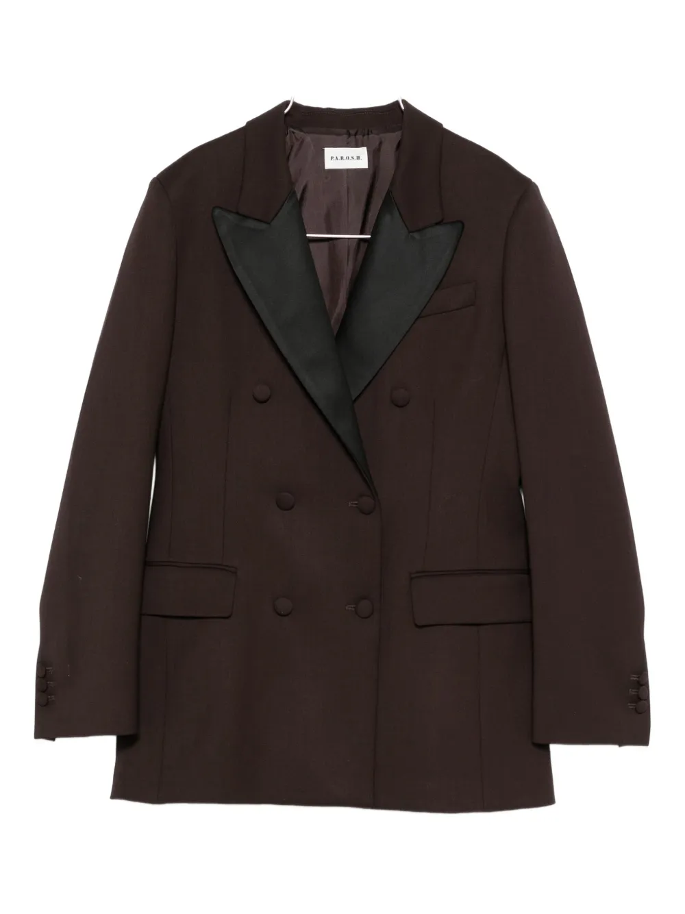 

Двубортный блейзер с атласными лацканами P.A.R.O.S.H., коричневый