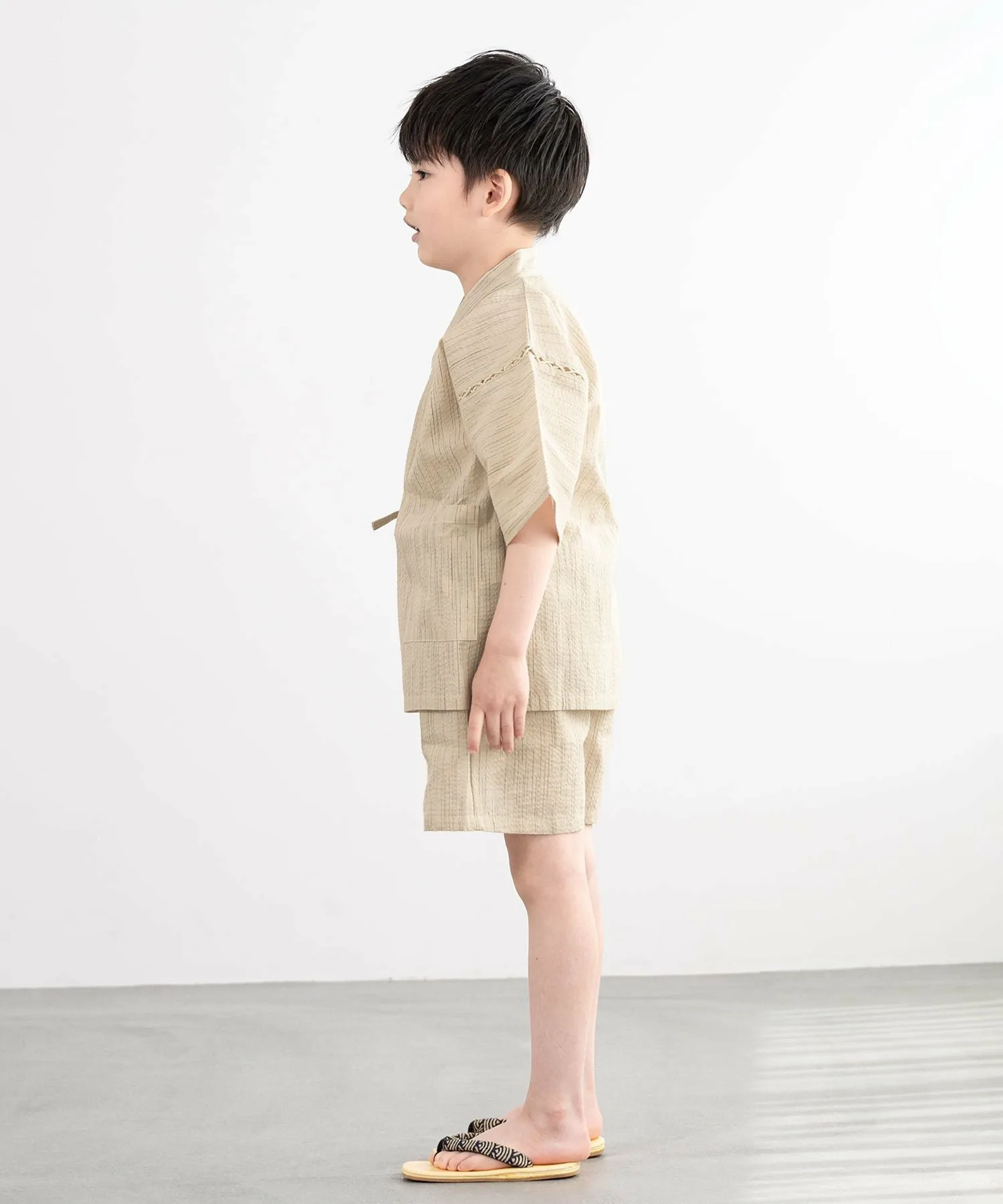 Детский комплект одежды для мальчиков Jinbei: футболка и брюки. Soubien, Beige x Rain Stripe — фото 3