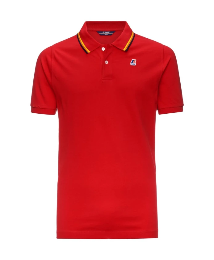 

Полосатая приталенная рубашка-поло с короткими рукавами K-Way, красный