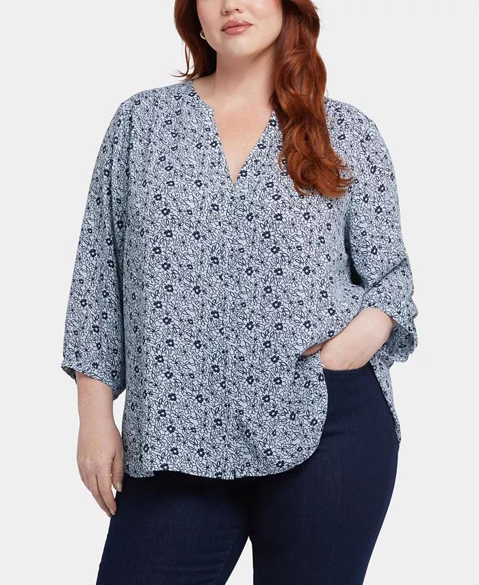 

Блузка больших размеров с защипами NYDJ, мультиколор