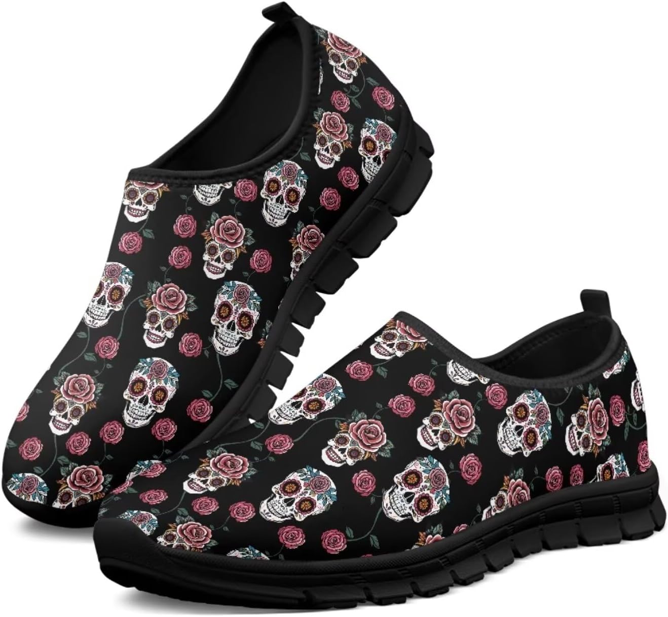 

Мужские слипоны Howilath с рисунком черепа, повседневная обувь для дома, кроссовки для бега, обувь без шнурков с противоскользящей подошвой, розовый