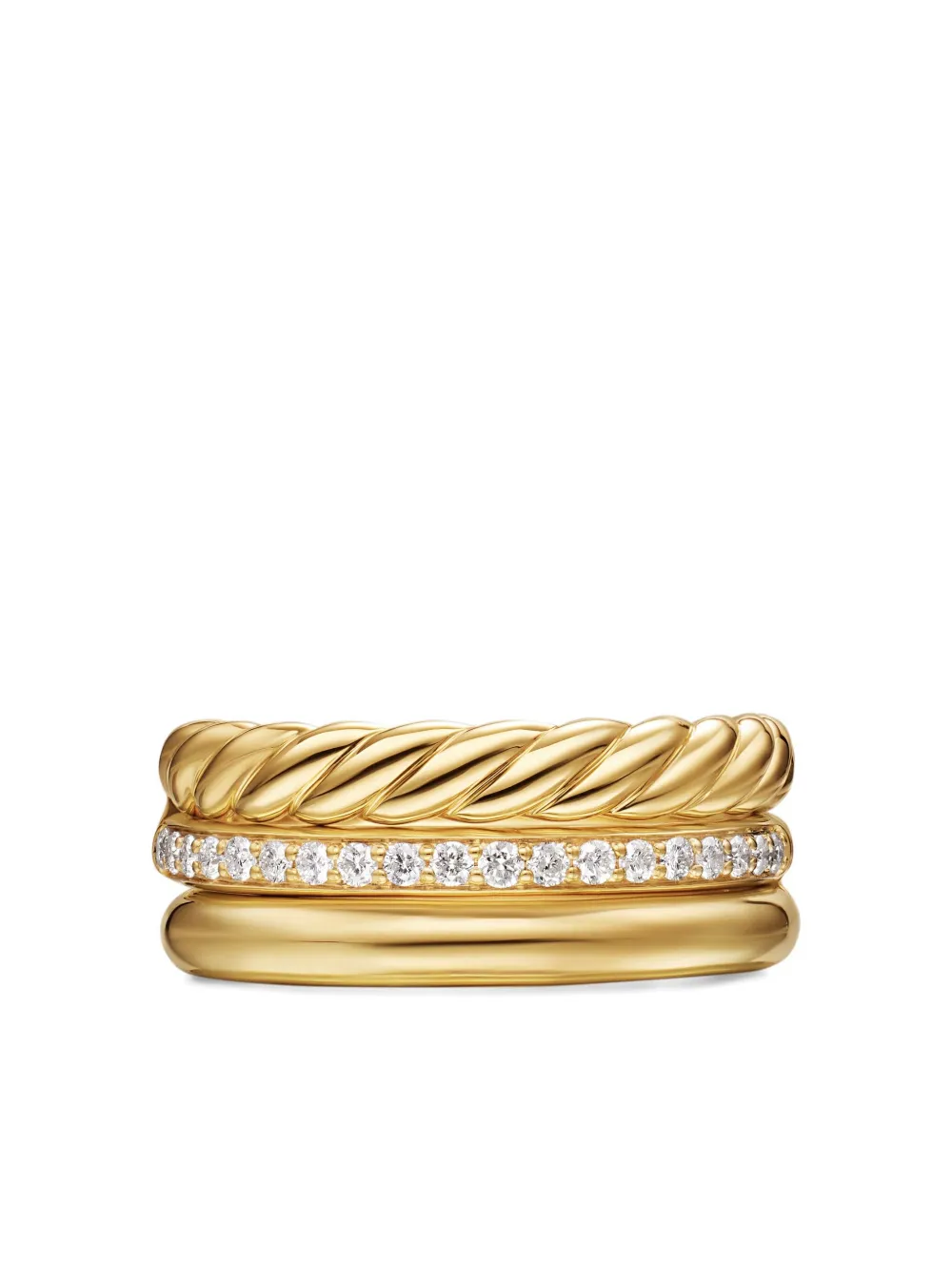 

Кольцо DY Mercer Three Row из желтого золота с бриллиантами David Yurman, золотой
