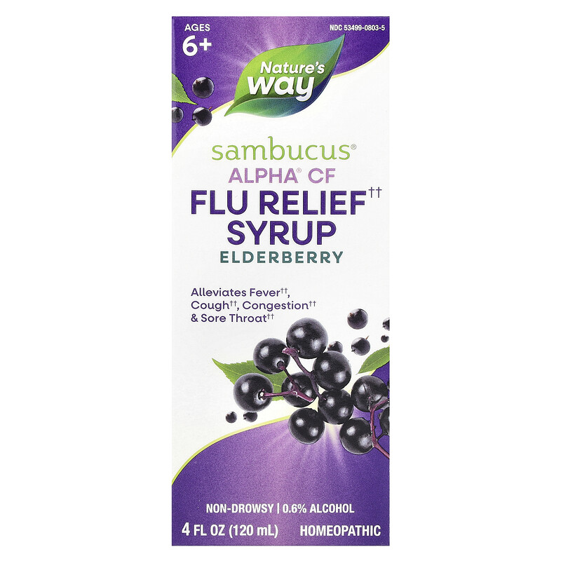 

Nature's Way, Sambucus, Alpha CF, мультисимптомное средство от Flucare, с бузиной, 120 мл (4 жидк. унц.)
