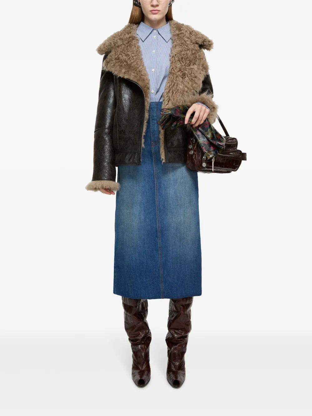 Куртка из овчины Acne Studios, черный — фото 2