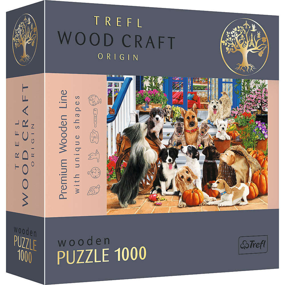 

Трефл, деревянный пазл Wood Craft, Собачья дружба, 1000 шт. Trefl