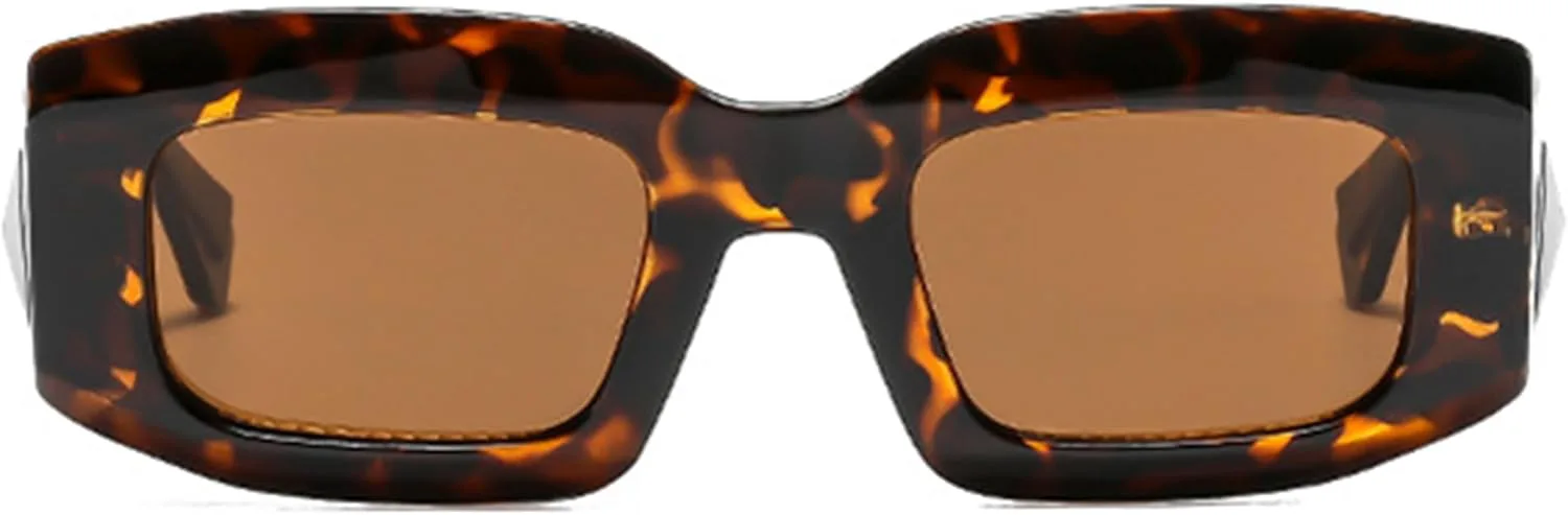 

Солнцезащитные очки Bullabulling прямоугольной формы для женщин и мужчин, модные ретро-очки с защитой от УФ-излучения UV 400 и квадратной оправой, Leopard