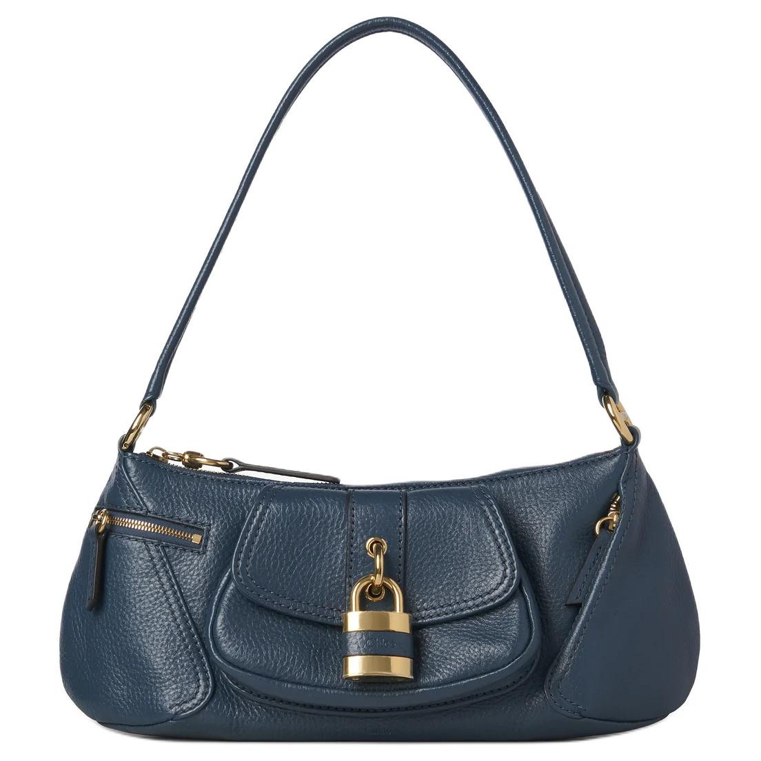 

Chloe Сумка через плечо из блестящей зернистой телячьей кожи Регуляр Женская Гобеленовая синяя Chloé