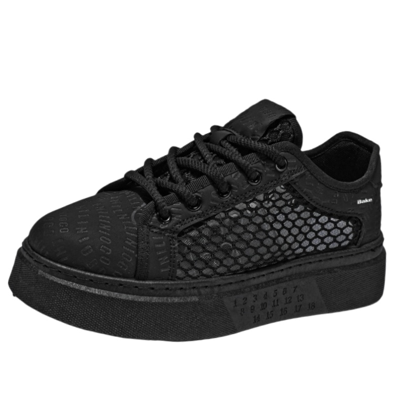 

BAKE Антискользящие износостойкие низкие скейтерские кроссовки мужские - черные, цвет Black