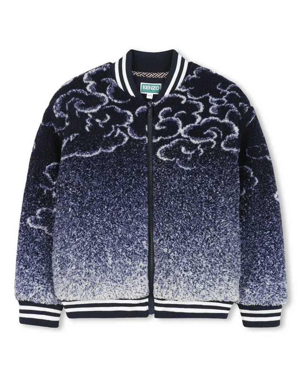 

Флисовая куртка с градиентом и застежкой-молнией Kenzo Kids, темно-синий