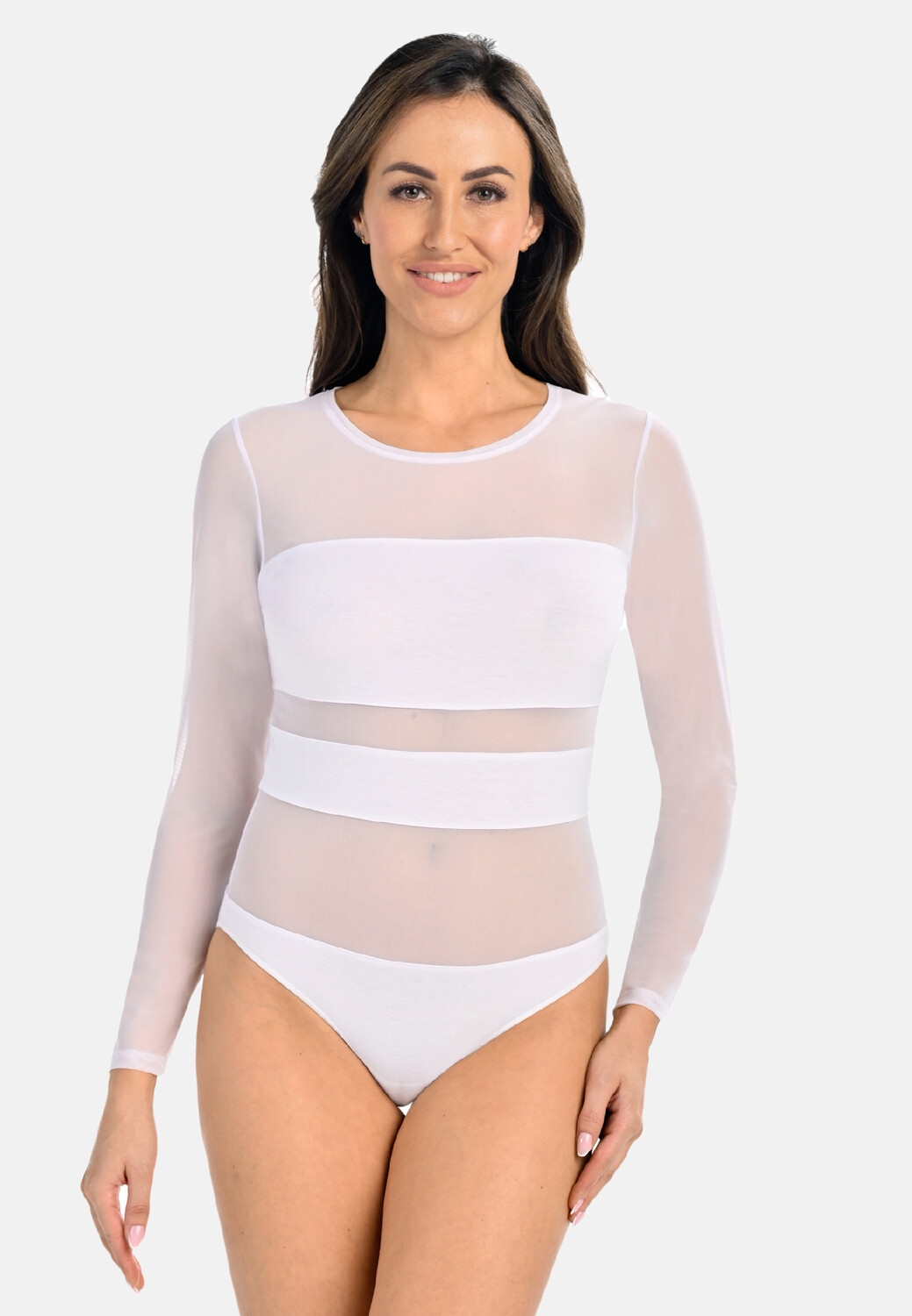 

Боди Teyli Langärmeliger Mesh suit für Frauen Stripy, белый