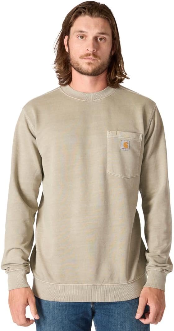 

Carhartt мужская толстовка с карманом Relaxed Fit Midweight Garment Dye French Terry, Greige
