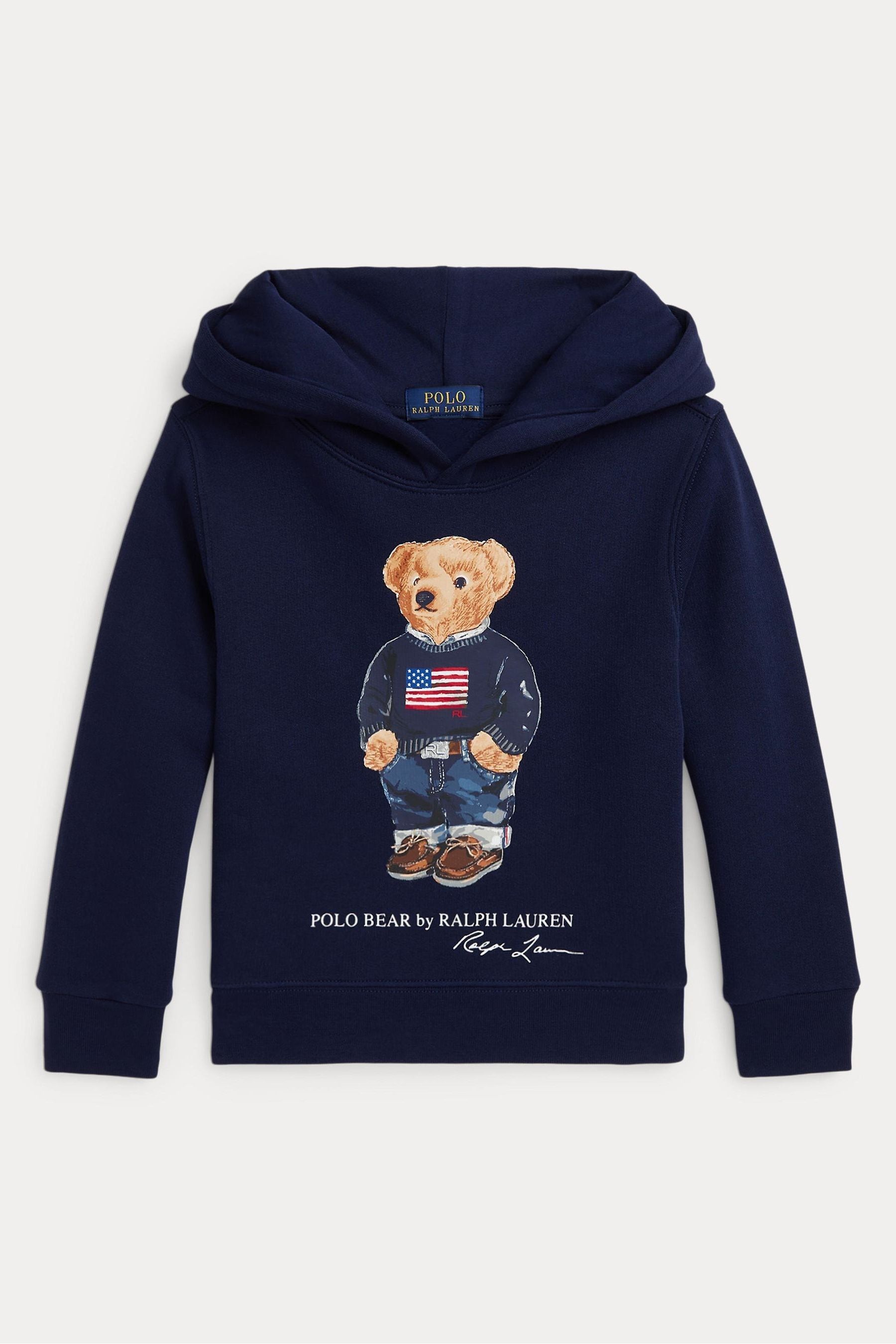 

Мальчик флисовая толстовка с капюшоном Polo Bear Polo Ralph Lauren, синий