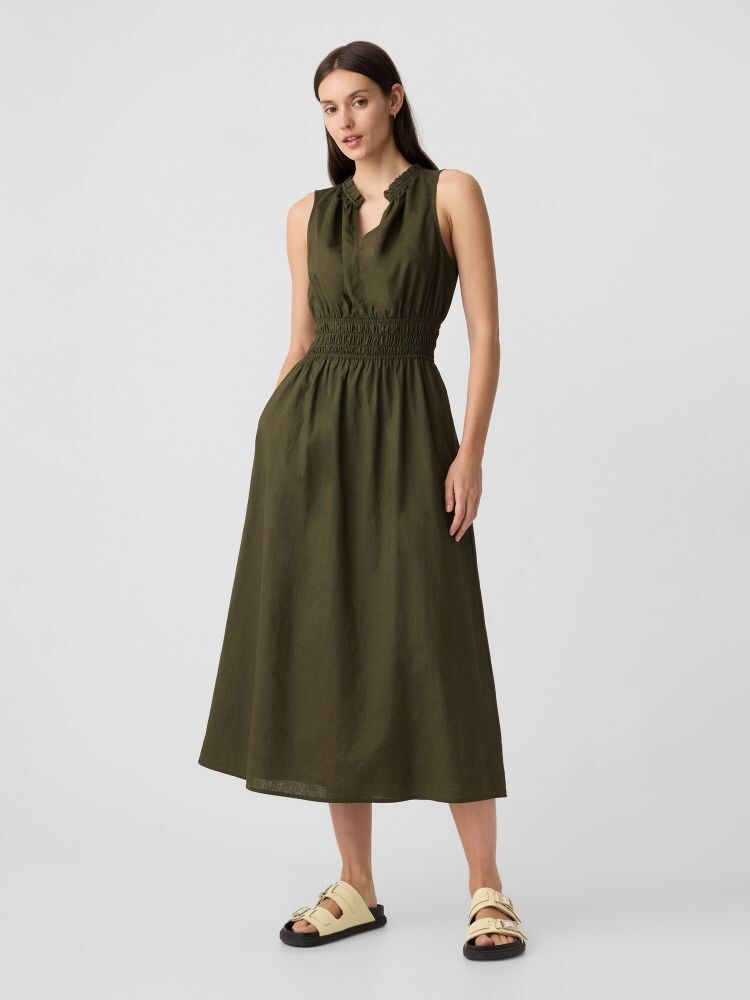 

Льняное платье макси Gap, зеленый