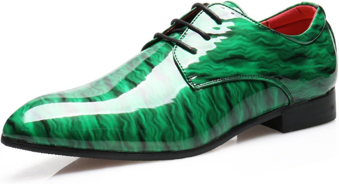 

Мужские туфли оксфорды из лакированной кожи, удобные с закрытым носком, деловые повседневные, с шнуровкой, дерби, формальные кожаные туфли для свадьбы, работы и офиса Generic, зеленый