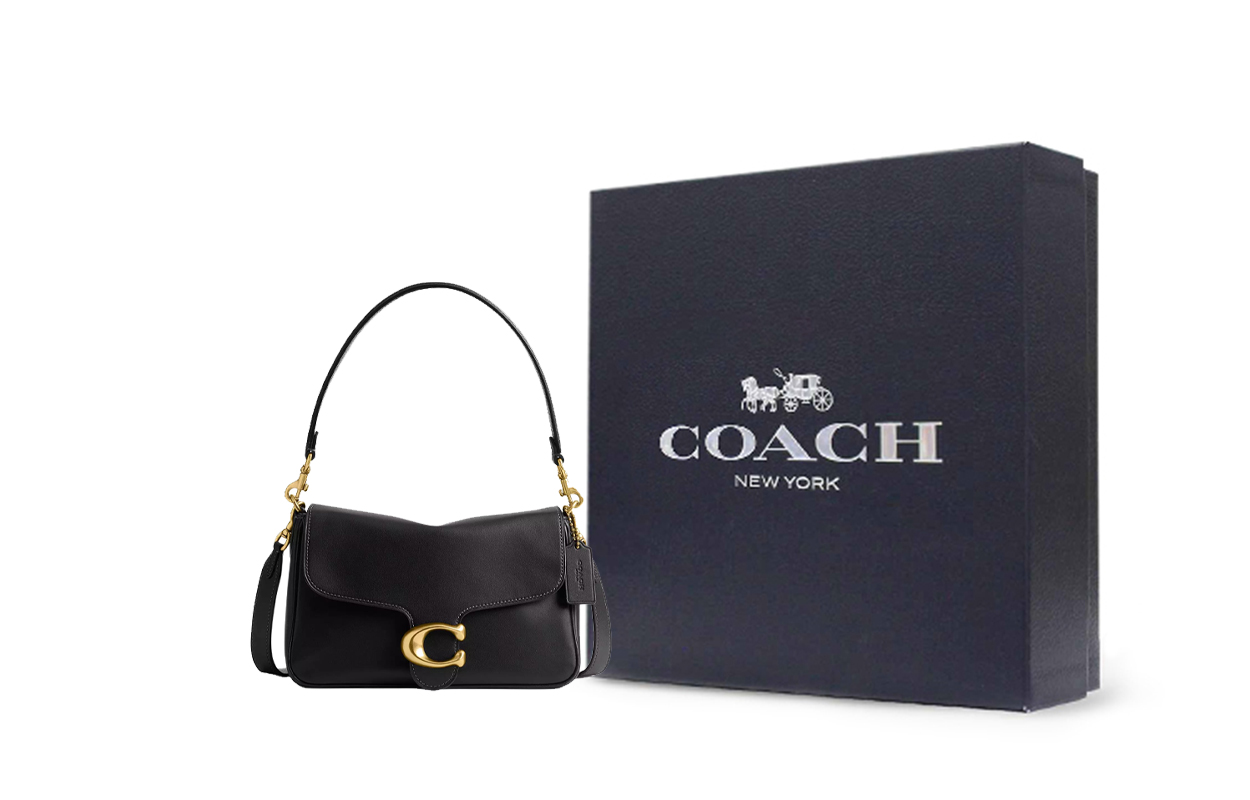 

COACH Мягкая кожаная сумка через плечо среднего размера для женщин черная
