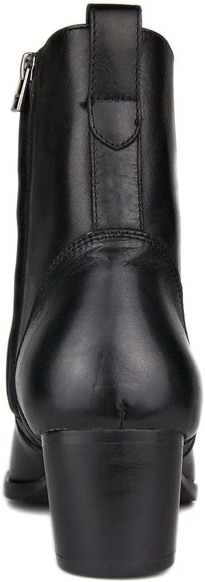 Мужские кожаные ботинки OSSTONE Chukka Дизайнерские ботинки из телячьей кожи Повседневные туфли на каблуке на молнии OS-JY002-Black-Calfskin-US, черный — фото 2