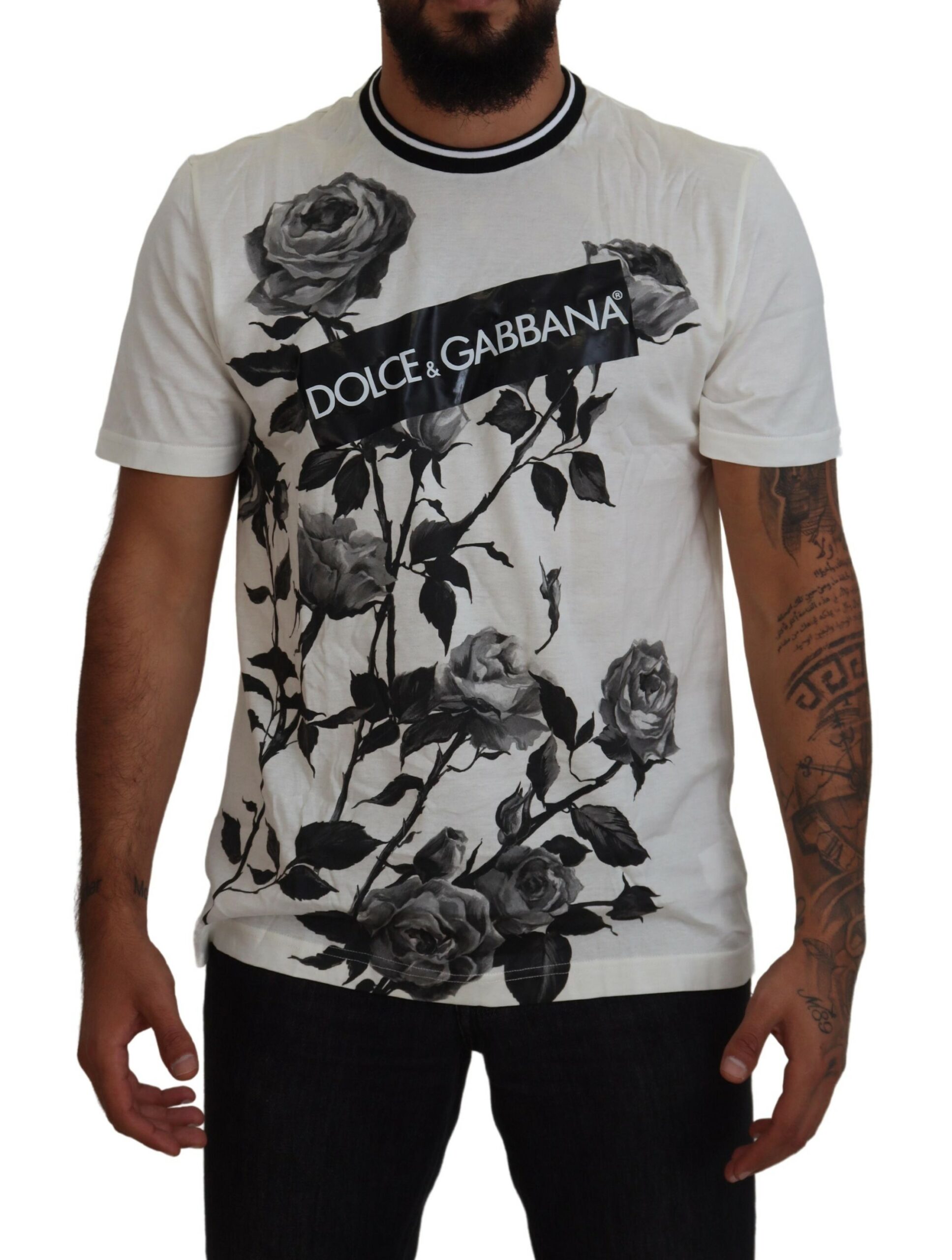 

Стильная однотонная футболка с круглым вырезом Dolce & Gabbana, белый