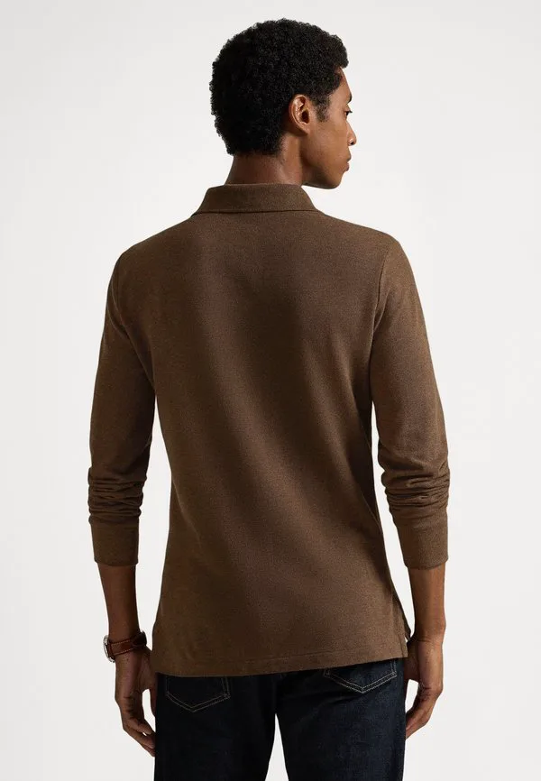 Поло-Рубашка приталенного кроя из сетчатой ткани Polo Ralph Lauren, Nutmeg Brown Heather — фото 3