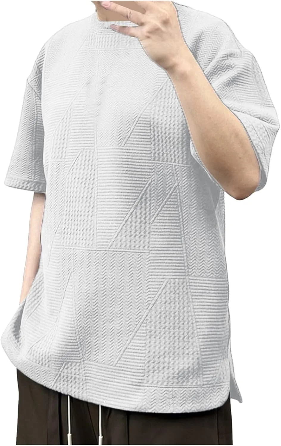 

Мужская футболка Casual с уникальным текстурным дизайном и скрытым карманом