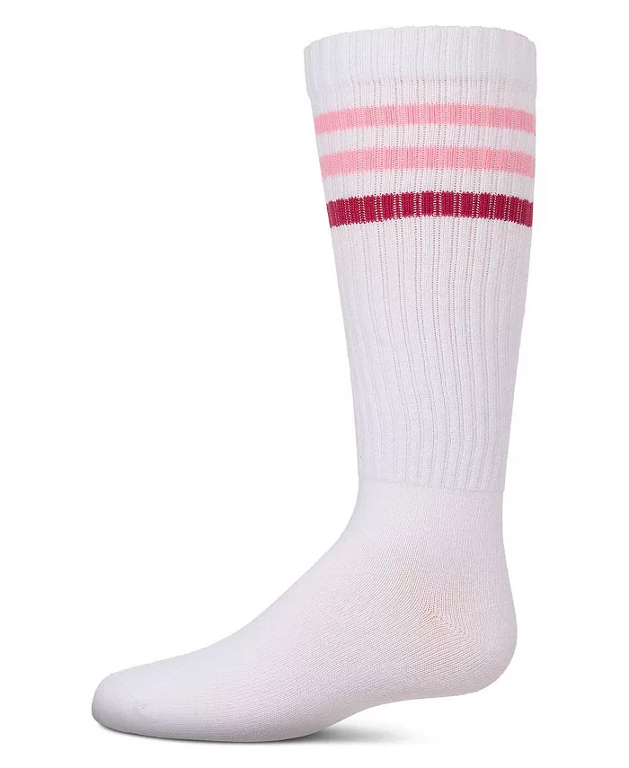 

Детские двухцветные носки до колена в стиле вarsity с полосками Memoi, розовый
