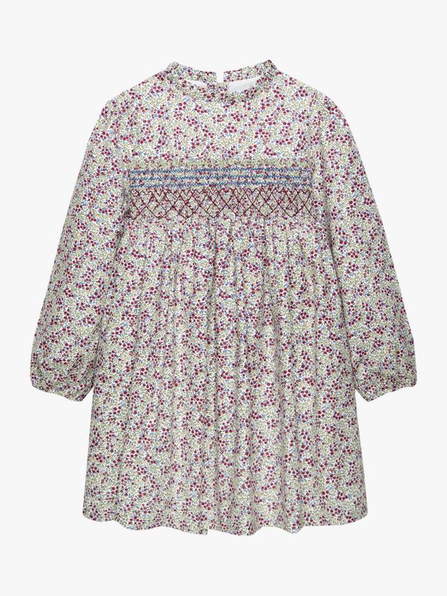 

Детское платье Edie с длинными рукавами и бантом на спине Trotters, Berry Floral