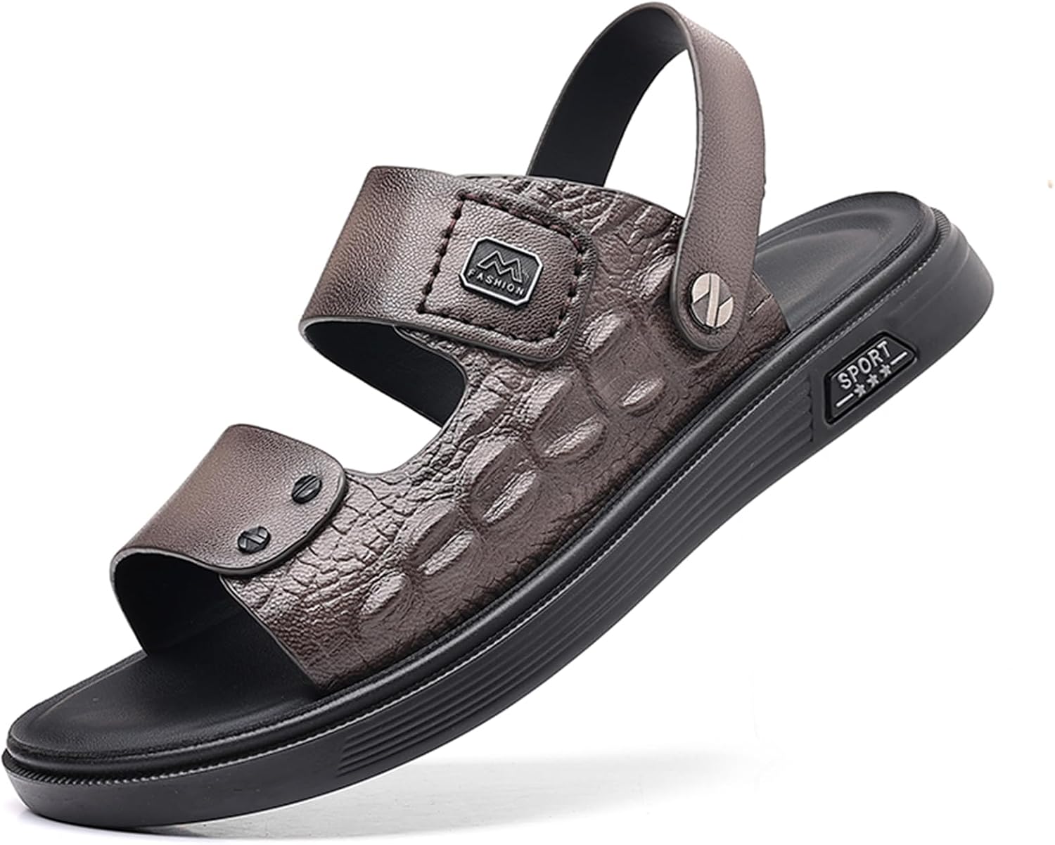 

Мужские летние повседневные кожаные сандалии Abborora с открытым носком, удобные регулируемые пляжные туфли для рыбалки и прогулок на улице, 10