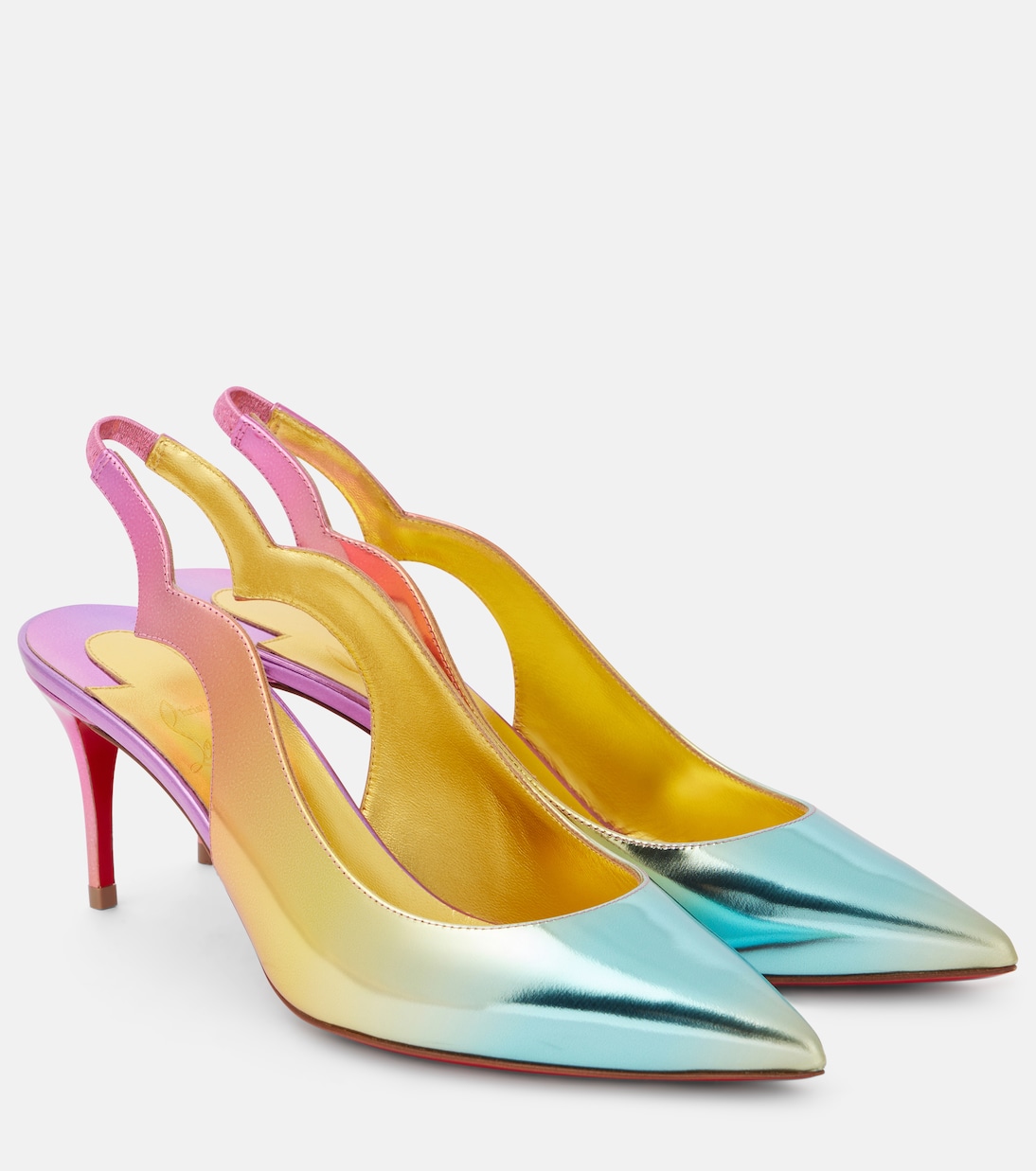 Горячая штучка 70 кожаные туфли-лодочки на ремешке Christian Louboutin, Multi / Lin Gold