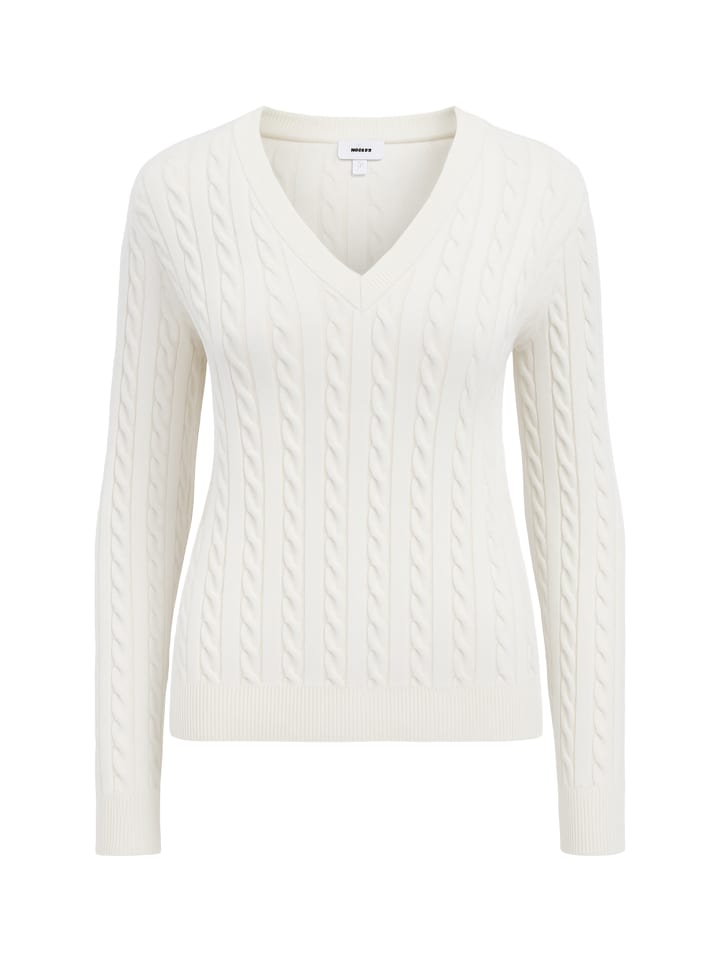 

Свитер с V-образным вырезом, узором косы, деталь вязки L/S. Цвет: белый. Mavi Jeans