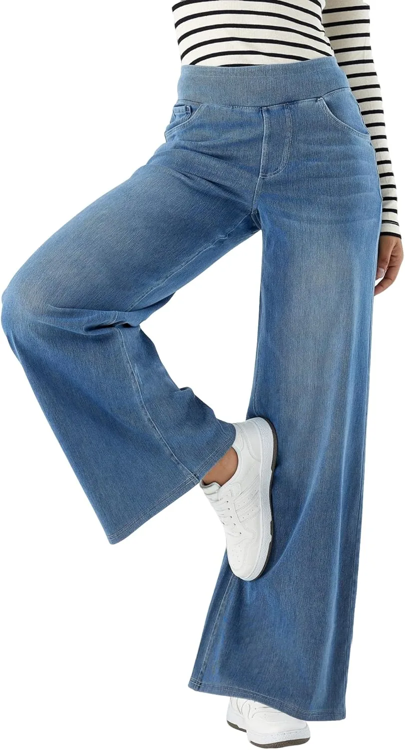 

Zeronic женские джинсы с высокой посадкой, стрейч, широкие прямые