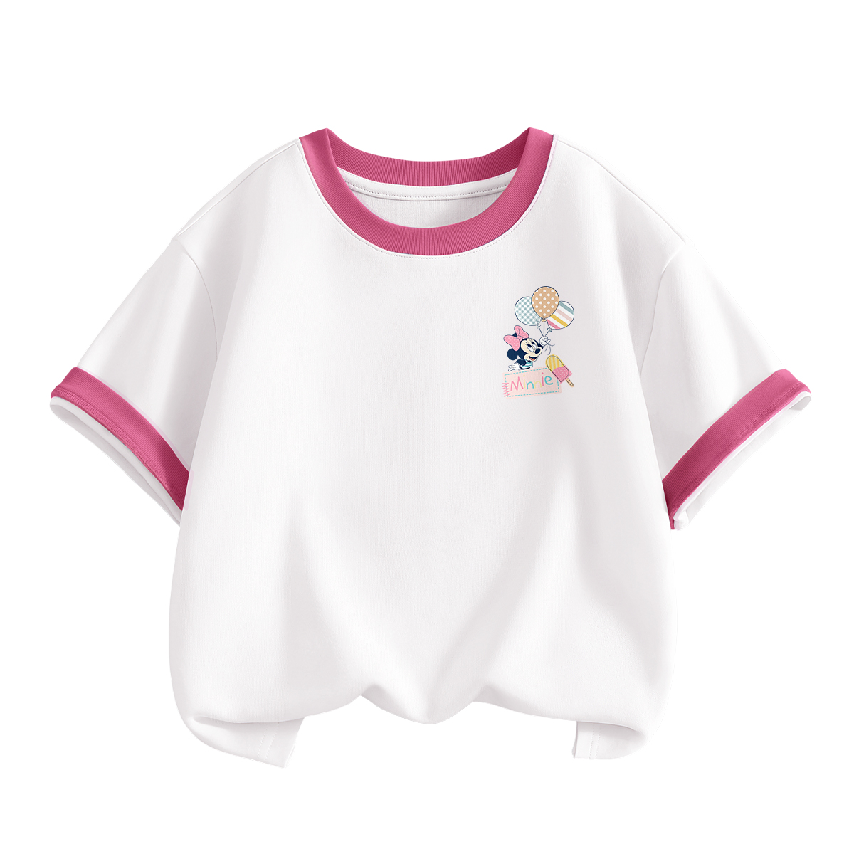 

Детская футболка с круглым вырезом, тонкие Disney, di balloon k белый красный