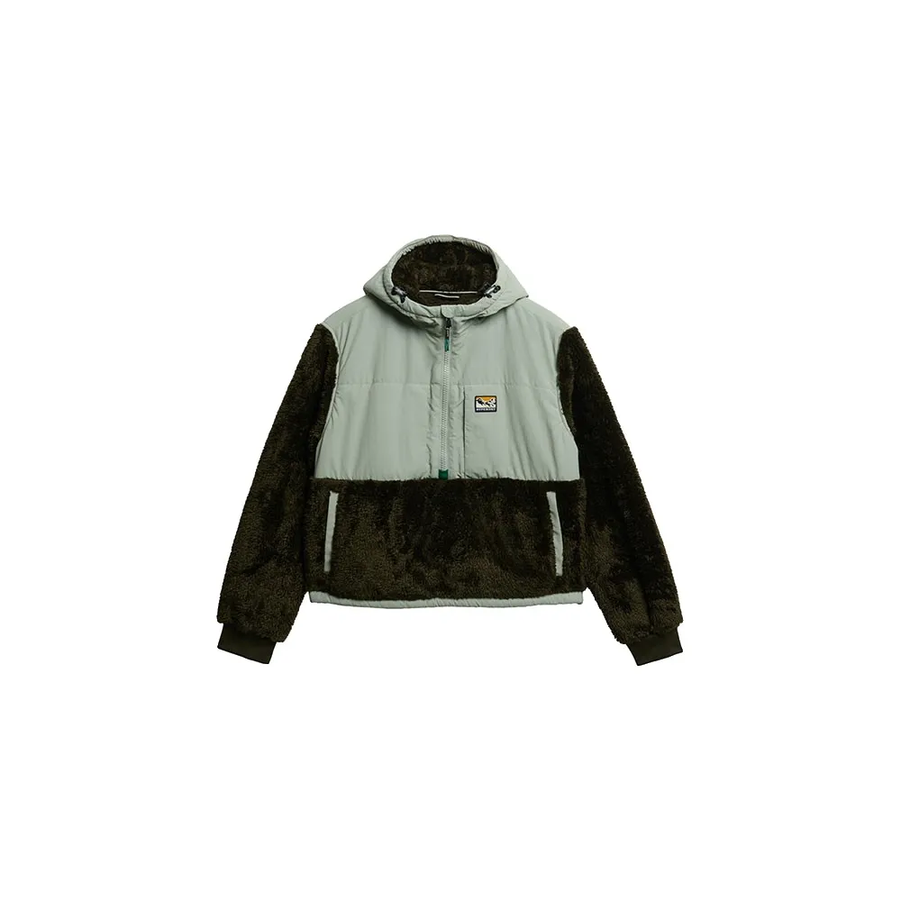 Толстовка Superdry Super Soft Hybrid с застежкой-молнией до середины груди, зеленый — фото 3