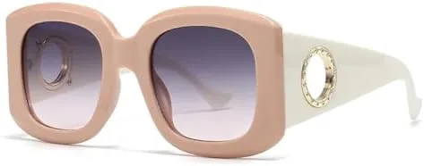 

Солнцезащитные очки 2027 года в квадратной оправе большого размера для женщин и мужчин, в винтажном панк-стиле, модные, с крупной оправой, элегантные MTZJH, Pink Gray