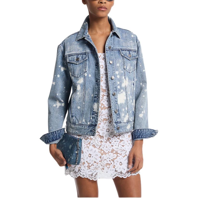 

MICHAEL KORS Джинсовая куртка в стиле тракер с ручной росписью, Light Blue
