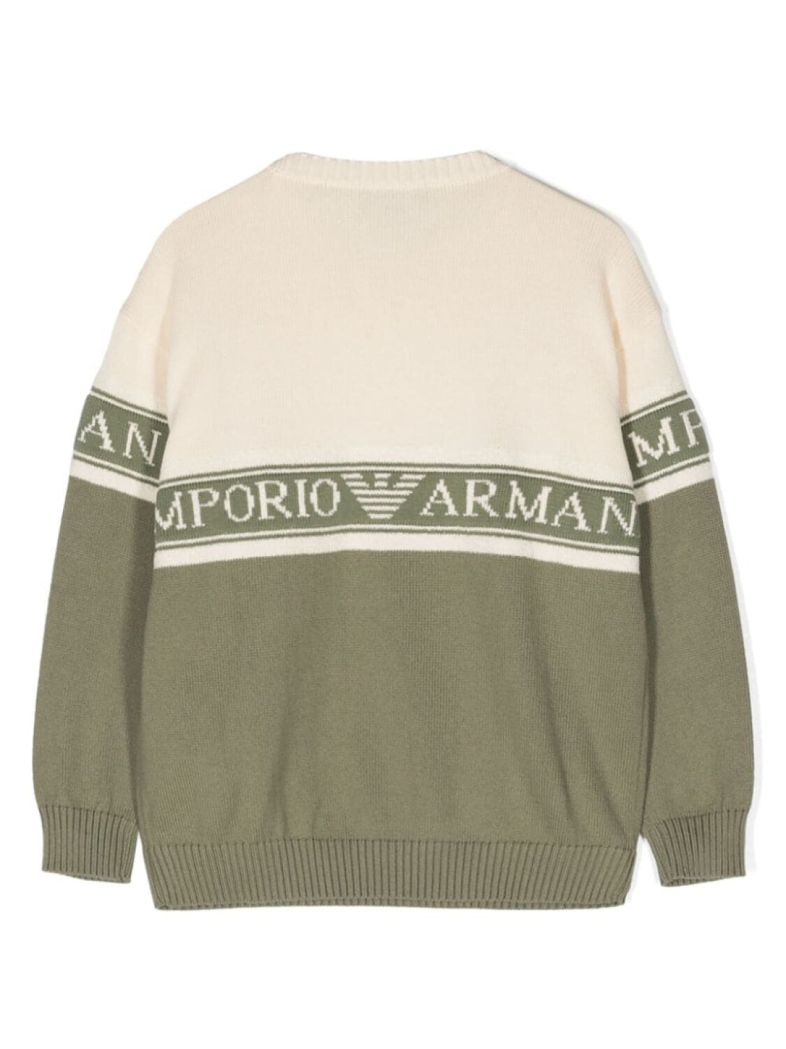 Джемпер из хлопка с логотипом-интарсией Emporio Armani Kids, зеленый — фото 2