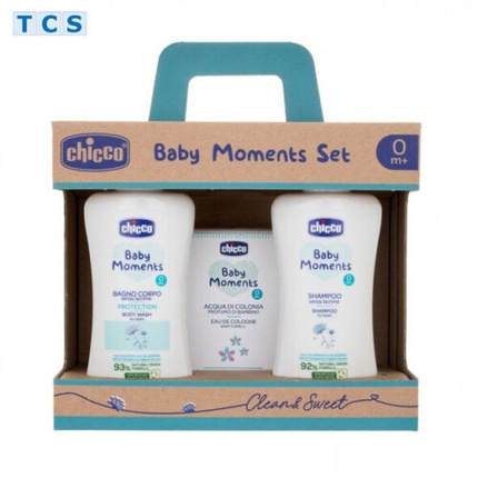 

Baby Moments - Подарочный набор: пена для ванны, шампунь и одеколон Chicco