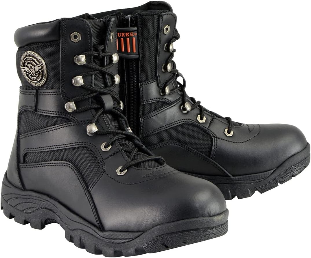 

Мужские байкерские ботинки Milwaukee Leather MBM9105-9, 23 см, черная кожа, тактический стиль SWAT с шнуровкой ‎Milwaukee Performance