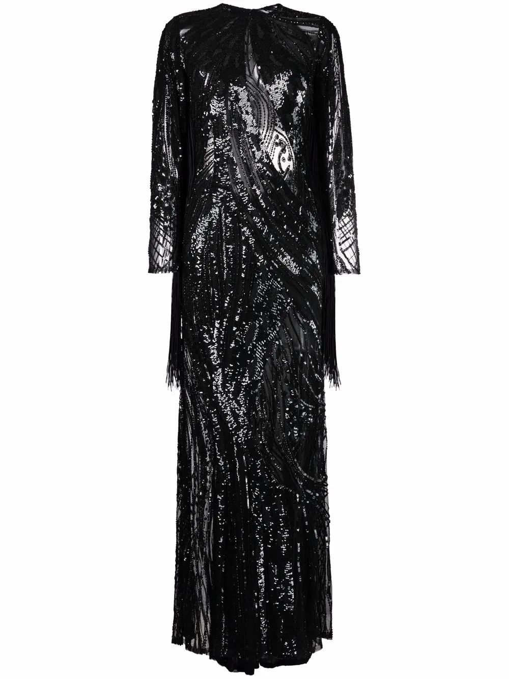 

Длинное платье с бисером Elie Saab, черный