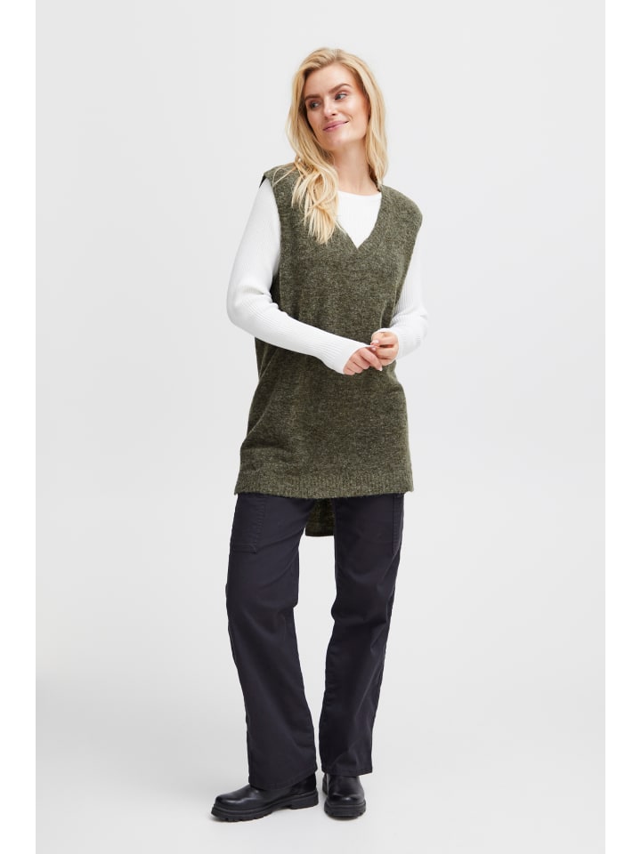 

Pulz Вязаный свитер PZASTRID оверсайз в меланжевом цвете «Виноградный лист»