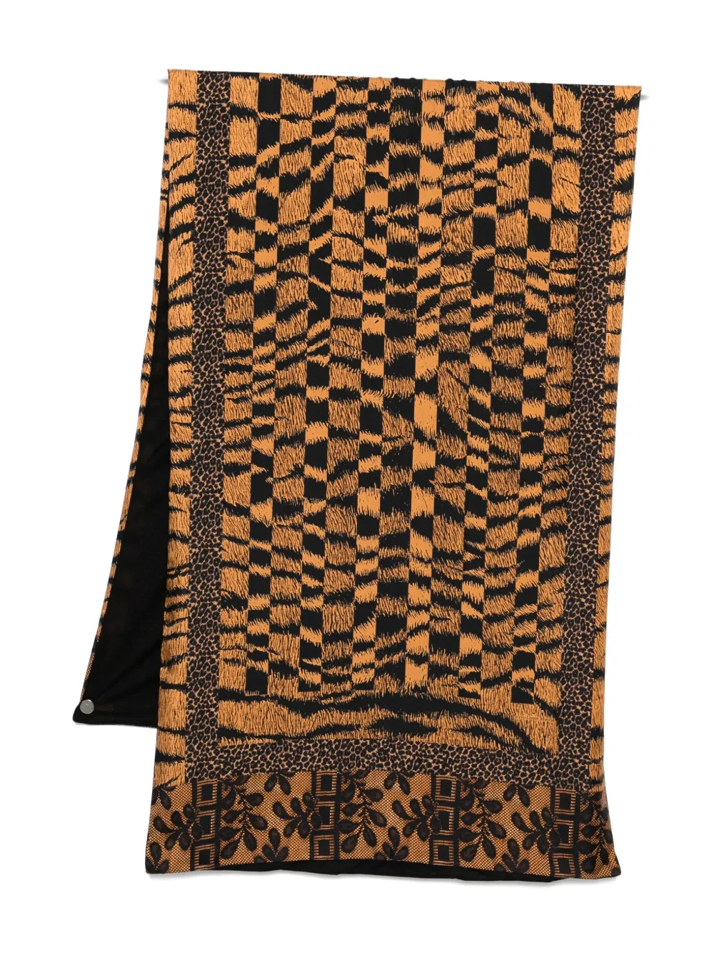 

Шарф с кружевными вставками и тигровым принтом Pierre-Louis Mascia, желтый