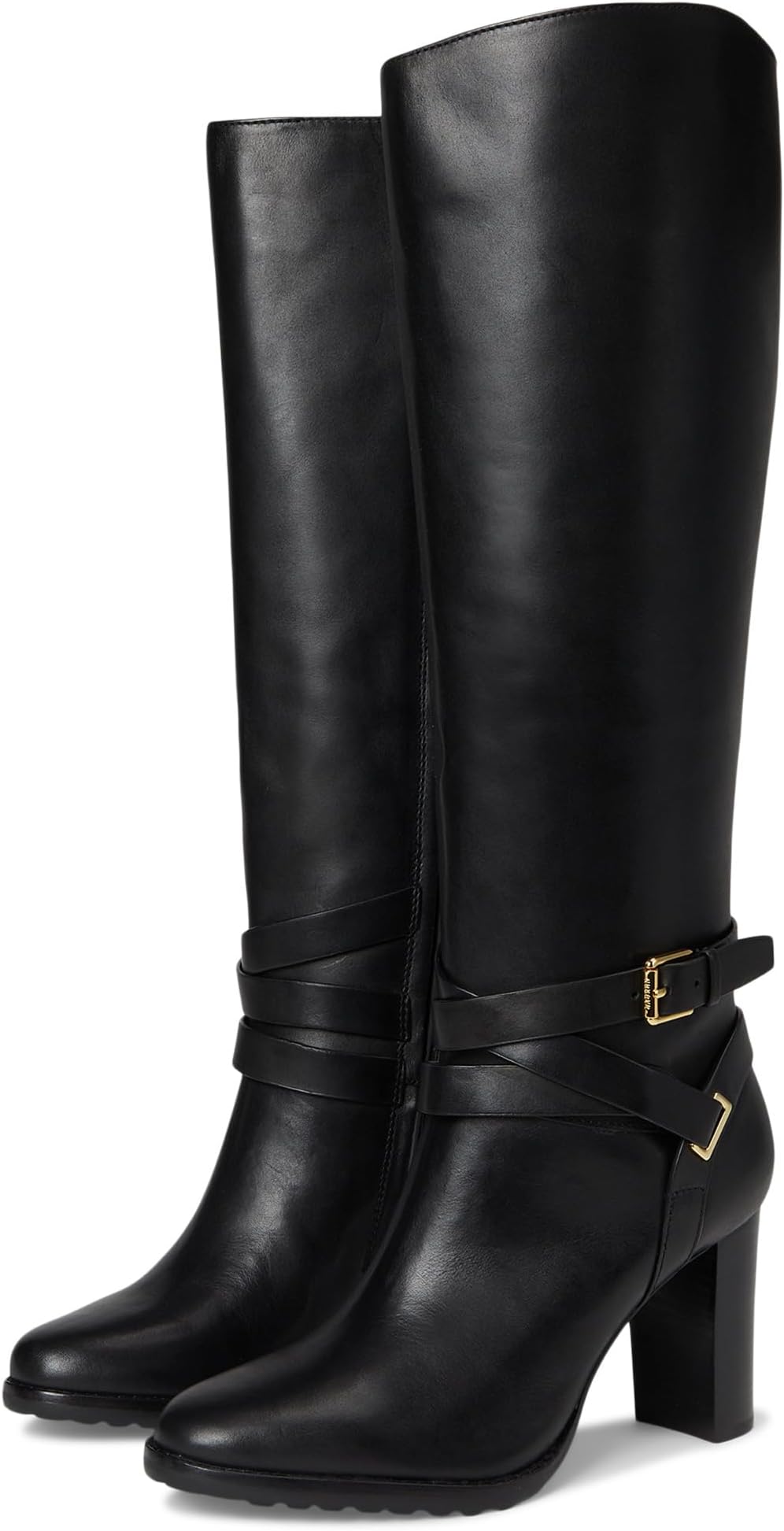 Ботинки Lauren Ralph Lauren Women's Collins Burnished Leather Tall Boots Heel, Black